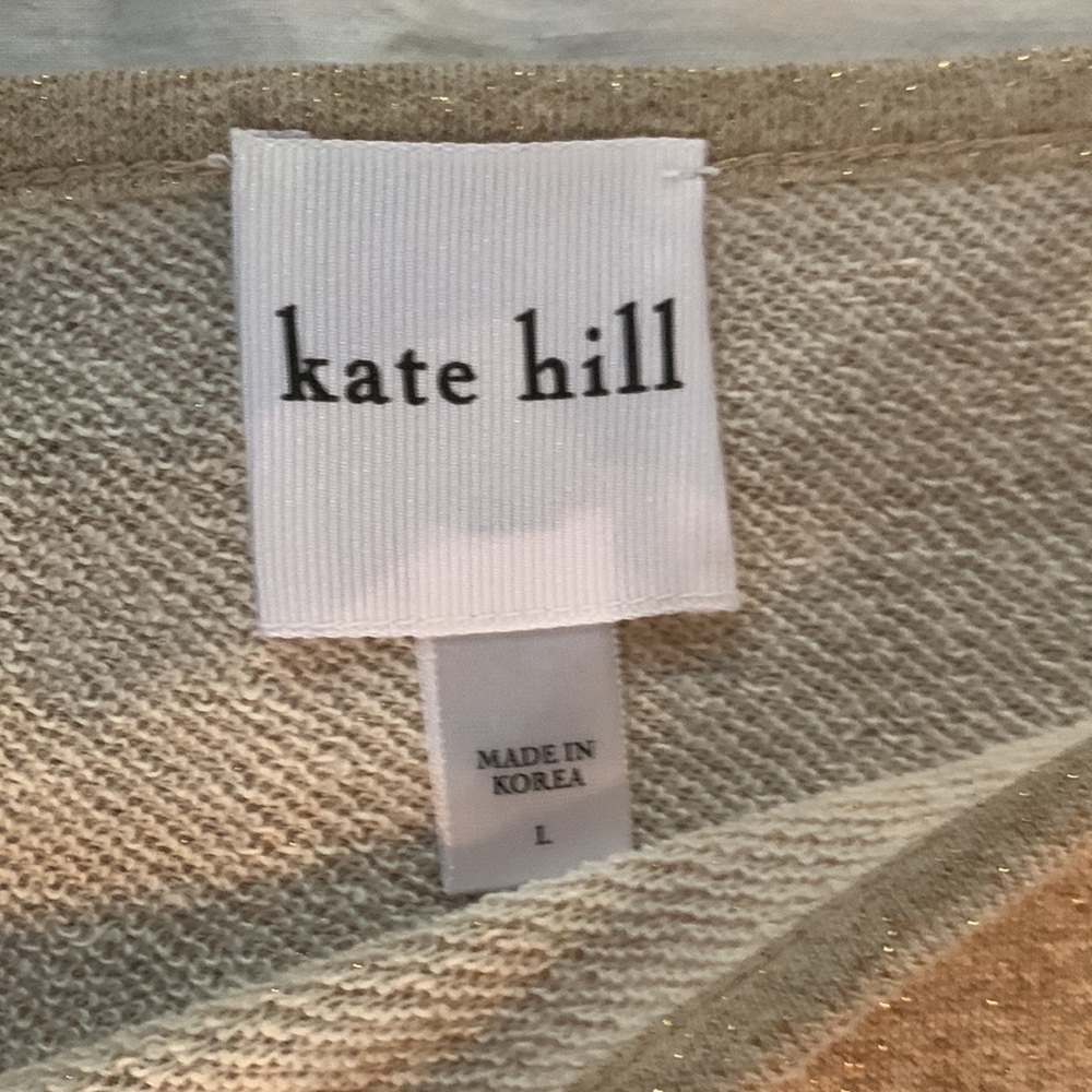 Kate Hill French Terry Metallic Coverup Raglan Sleeves Side Seam Welted Pockets - Picture 2 of 4